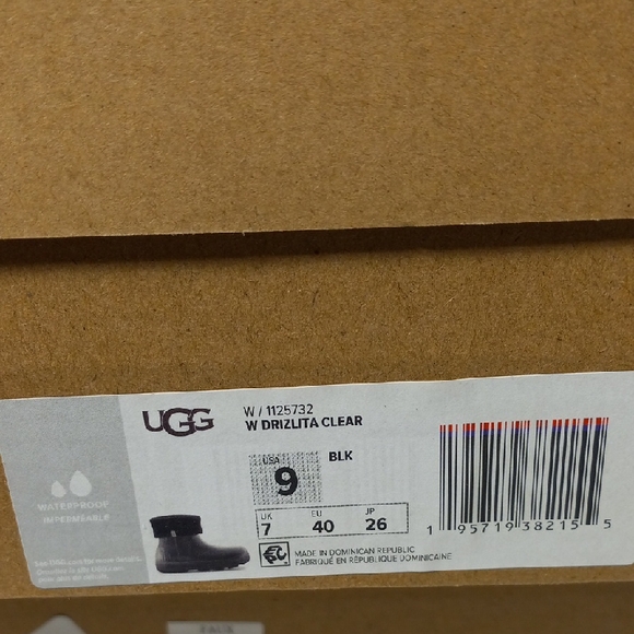 Ugg Drizlita Clear/Black Rain Boots Waterproof Removable Sock Liners Womens 9 - Picture 10 of 11